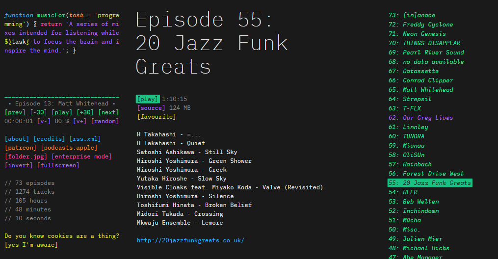 musicForProgramming(); 画面