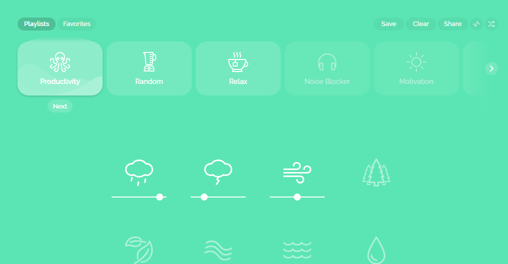 Noisli ホーム 再生画面