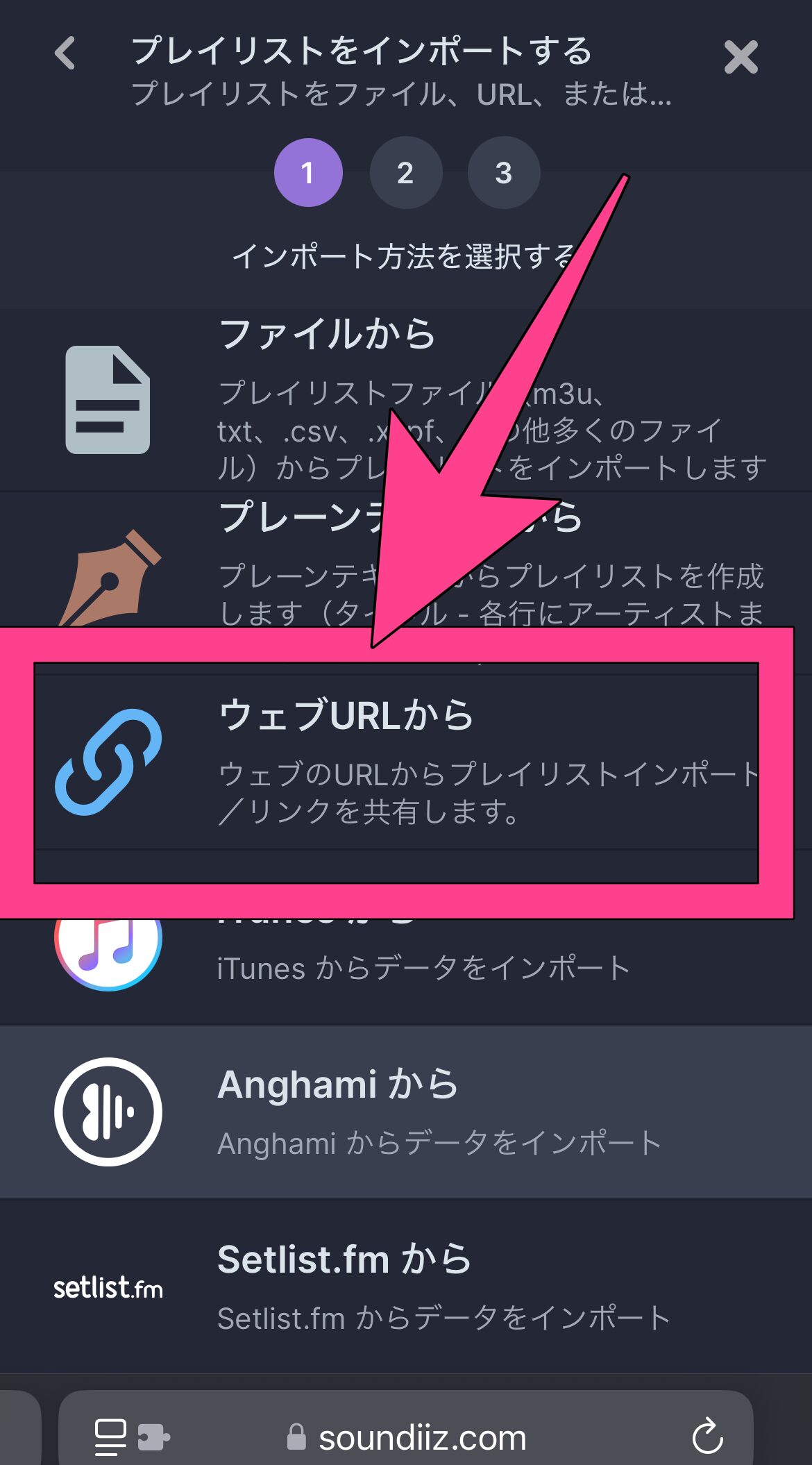 Soundiiz　LINE MUSIC　プレイリスト移行　手順　ウェブURLから