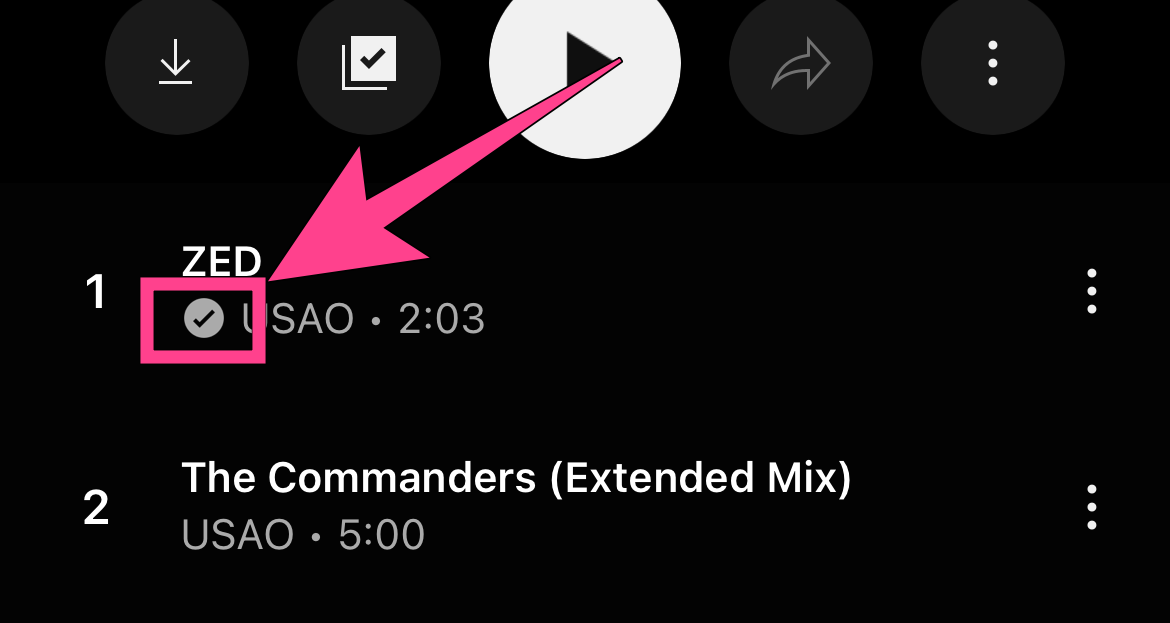 YouTube Music アップロードした曲 オフライン再生可能なマーク