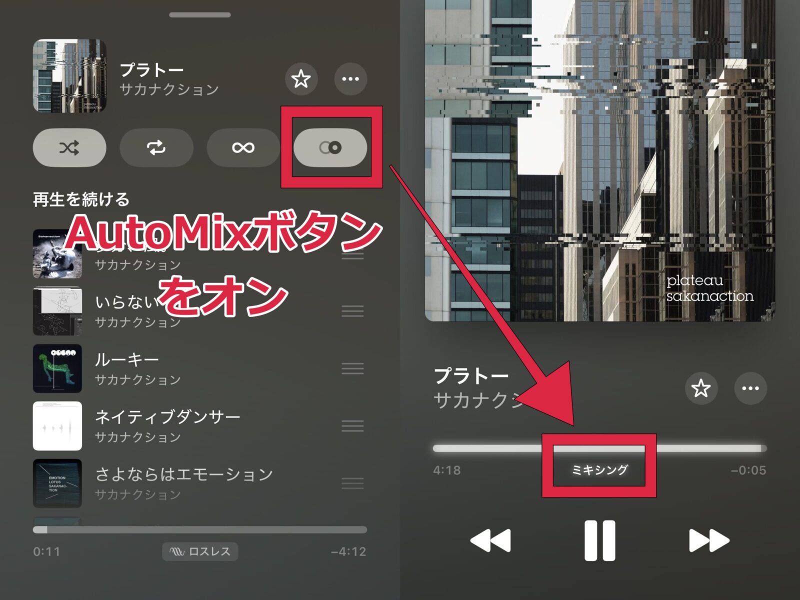 Apple Music AutoMix機能 手順 方法 その3