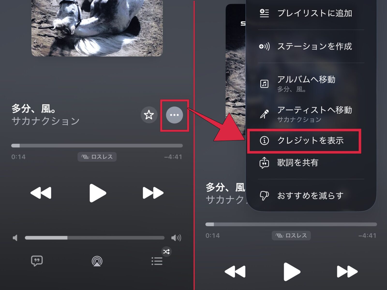 Apple Music 歌詞を全て表示 手順 方法 その1
