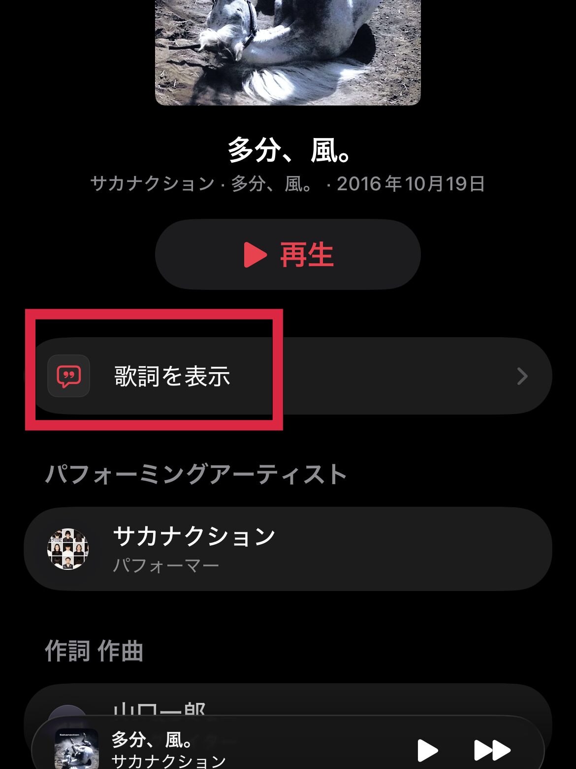 Apple Music 歌詞を全て表示 手順 方法 その2